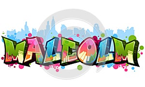 Malcolm - Graffiti Styled Urban Street Art Tagging Name Design photo