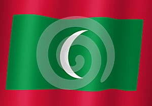 maldive national flag 3d illustration close up view