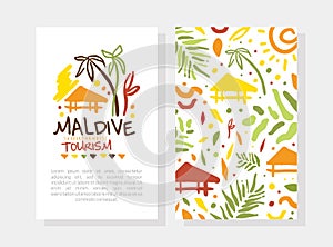 Maldive Summer Paradise Tourism Card Template with Space for Text, Banner, Poster, Promo Flyer Design Vector