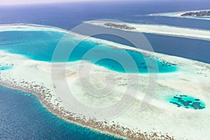 Maldive antenna blu Acqua Scogliera un corallo isole 