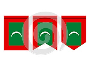 Maldives flag or pennant isolated on white background. Pennant flag icon