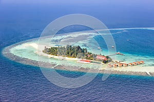 Maldives island vacation paradise sea copyspace Maayafushi Resort Ari Atoll aerial photo photo