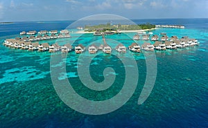 Maldives island and water villas