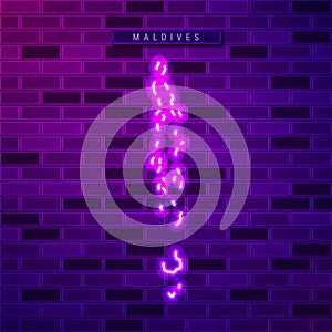 Maldives map glowing purple neon lamp sign