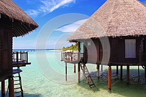 Maldives paradise water bungalows photo