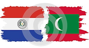 Maldives and Paraguay grunge flags connection vector