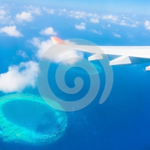 Maldives, view from the heights airplane