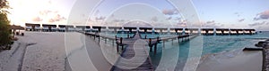Maldives wide lense shot of water villas