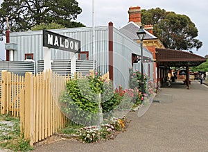 Maldon Railway Station (1884) was closed to passenger rail during World War 2 but now conducts steam train journeys to Castlemaine