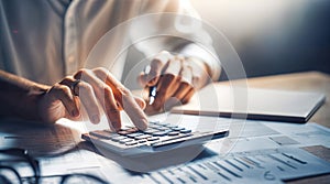 Male Accountant Analyzing Financial Documents in Office