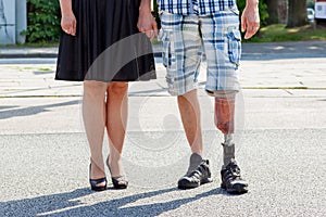 Male amputee wearing a prosthetic leg photo