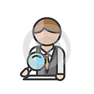 Male analyst avatar. Man working. Economy and business. Profile user, person. People icon. Vector illustration