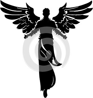 Masculino ángel icono sobre el blanco. 