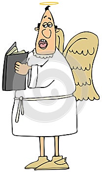 Male angel singing from a hymnbook