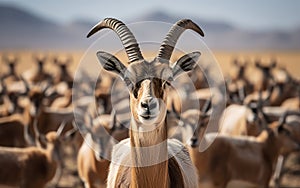 A male antelope with distinctive long horns