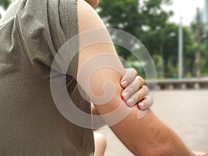 Male arm muscle pain or injury isolated , healthy concept