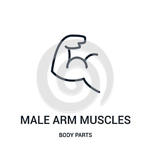 male arm muscles icon vector from body parts collection. Thin line male arm muscles outline icon vector illustration