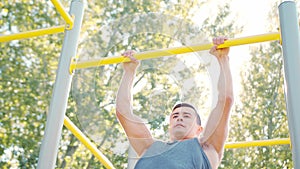 Male Athlet Pull-up Strength Training Exercise