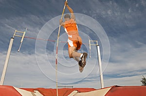 Male Athlete Pole Vaulting