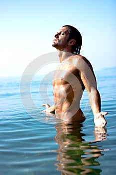 Male athlete in water