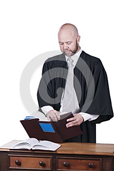 Male attorney in robe