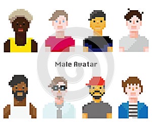 Male avatar dot picture - bit picture - foreigner - fashionable icon set simple vector illustration material