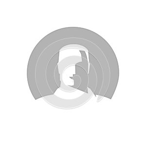 Male avatar, simplified monochrome image of portrait in a circle, for accounts