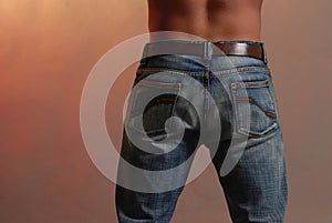 Male back in jeans