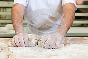 Male baker baking bread