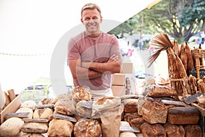 Male Bakery Stall Holder At Farmers Fresh Food Market