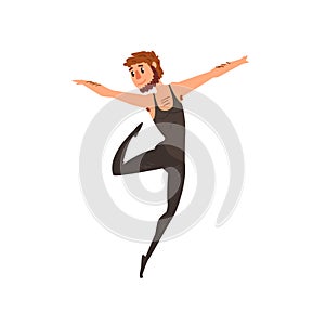 Male ballet dancer character dancing cartoon vector Illustration on a white background