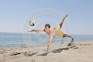 Male beach volleyball game player