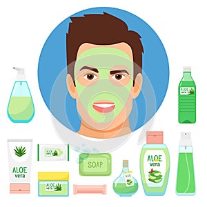 Male beauty treatments with organic aloe vera cosmetics