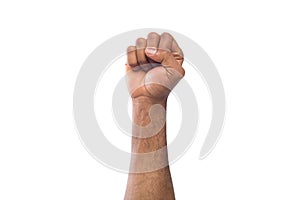 Male black fist isolated on white background