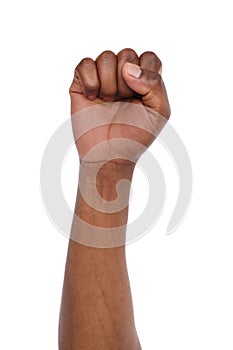 Male black fist isolated on white background