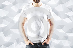 Male in blank white t-shirt