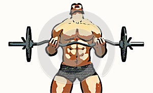 male body builder illustration - weight lifter