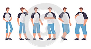 Male body figure change form slim to oversized