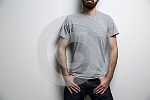 Male body grey t-shirt