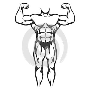 Male body muscle black silhouette