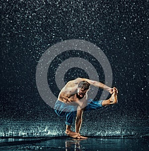 The male break dancer in water.