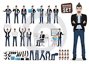 Male business character vector set. Artist or designer cartoon characters