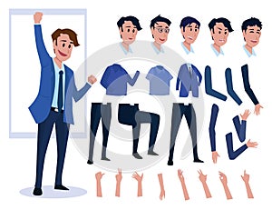 Male Business Character Vector Set. Creation Set body. Business Man Cartoon Character in stylish clothing. Illustration men.