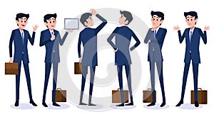 Male Business Character Vector Set. Creation Set body. Business Man Cartoon Character in stylish clothing. Illustration men.