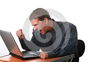 Male business man with laptop