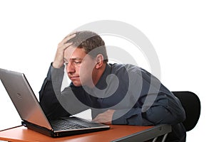 Male business man with laptop