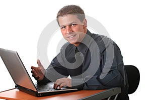 Male business man with laptop