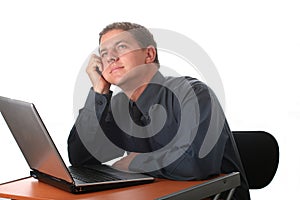 Male business man with laptop