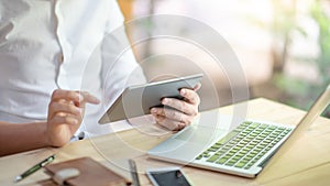 Male business man using digital tablet