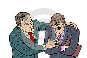 Male businessman consoling colleague